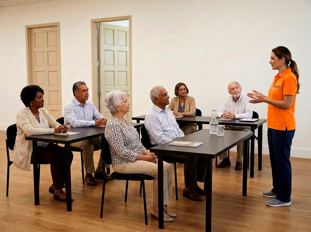 Nurse leading a small wellness education class
